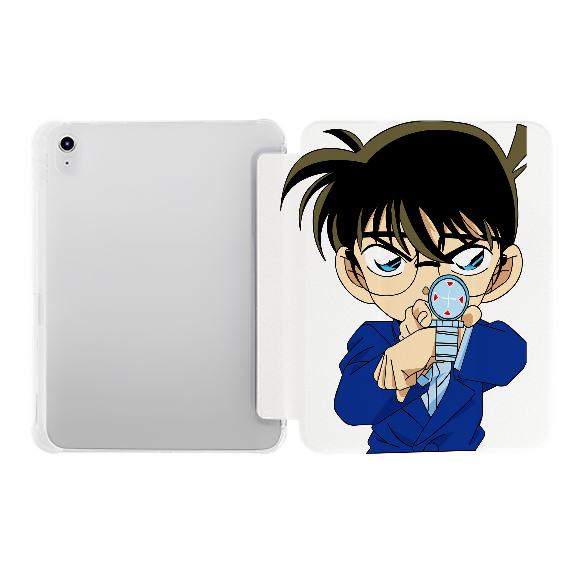 （画像用） 名探偵コナン 江戸川 コナン Detective Conan Conan Edogawa IPad ケース ペン収納付き 三つ折りスタンド PUレザー×シリコン 対応機種9.5/10.5/10.9インチ